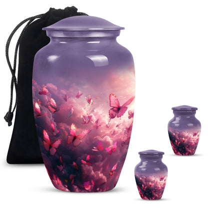 pink butterfly classic cremation urn,