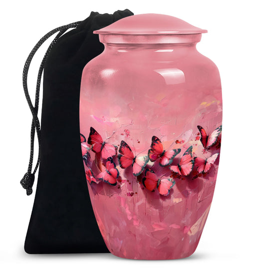  pink butterfly urn, made large funeral urn for human ashes