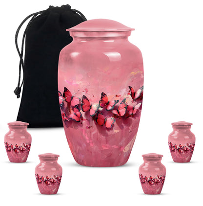  pink butterfly urn, made large funeral urn for human ashes
