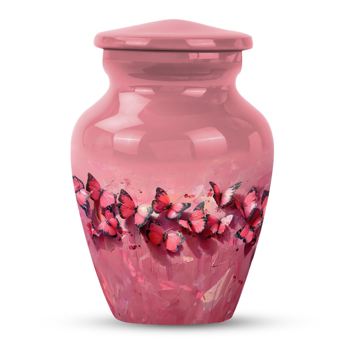  pink butterfly urn, made large funeral urn for human ashes