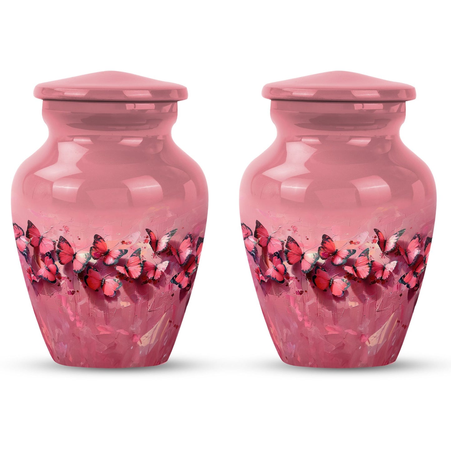  pink butterfly urn, made large funeral urn for human ashes