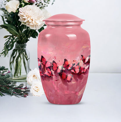  pink butterfly urn, made large funeral urn for human ashes