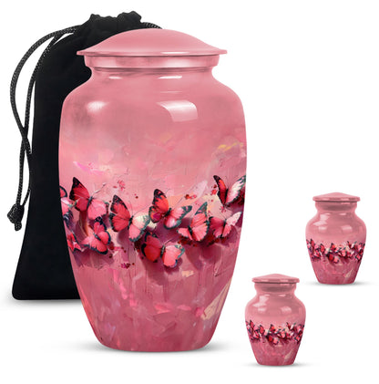  pink butterfly urn, made large funeral urn for human ashes