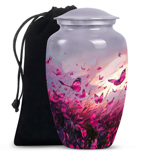 10-inch pink butterfly urn burial cremation urn 