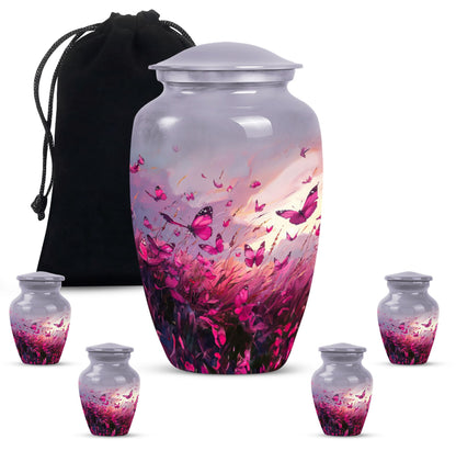 10-inch pink butterfly urn burial cremation urn 