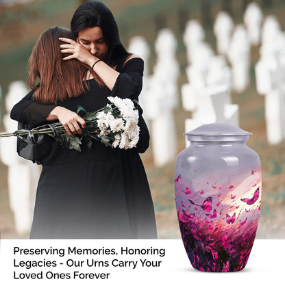 10-inch pink butterfly urn burial cremation urn 