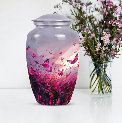 10-inch pink butterfly urn burial cremation urn 