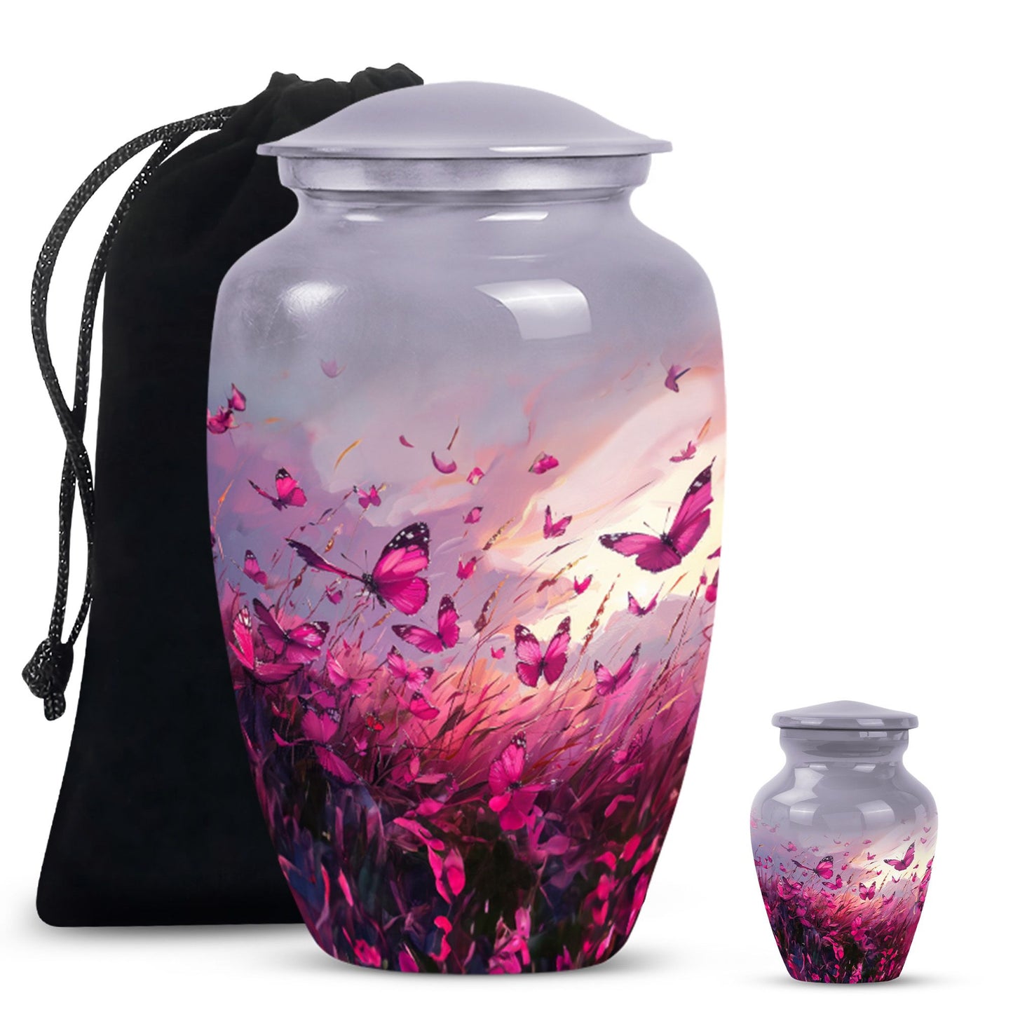 10-inch pink butterfly urn burial cremation urn 