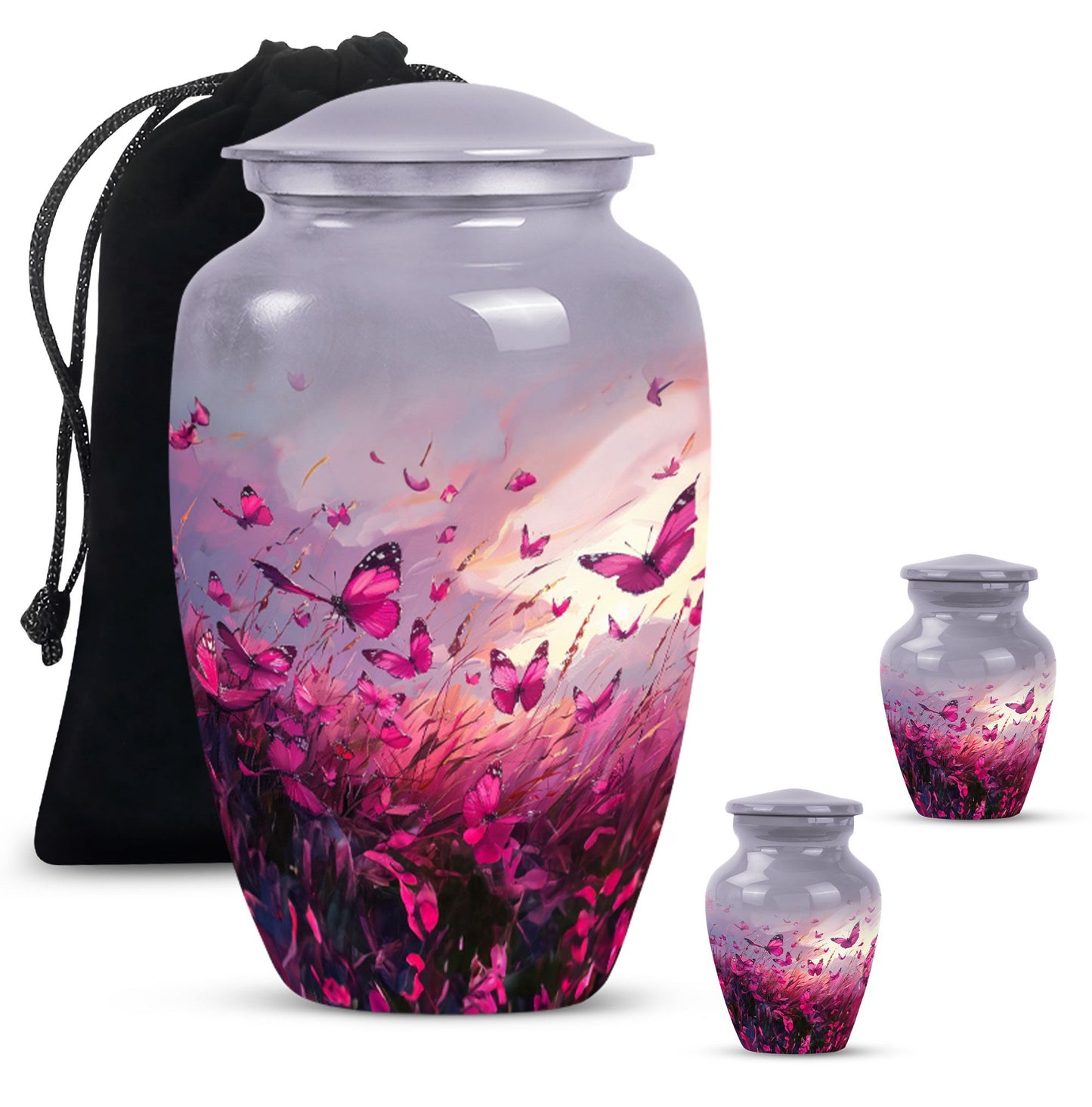 10-inch pink butterfly urn burial cremation urn 
