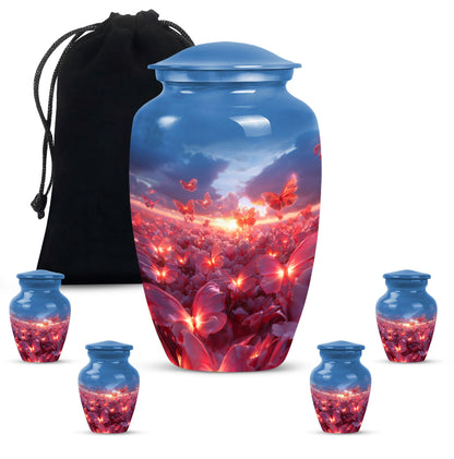 pink butterfly urn, large memorial urn for human ashes