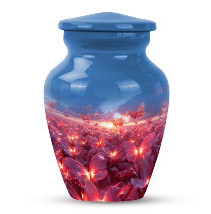 pink butterfly urn, large memorial urn for human ashes