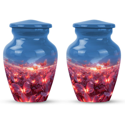 pink butterfly urn, large memorial urn for human ashes