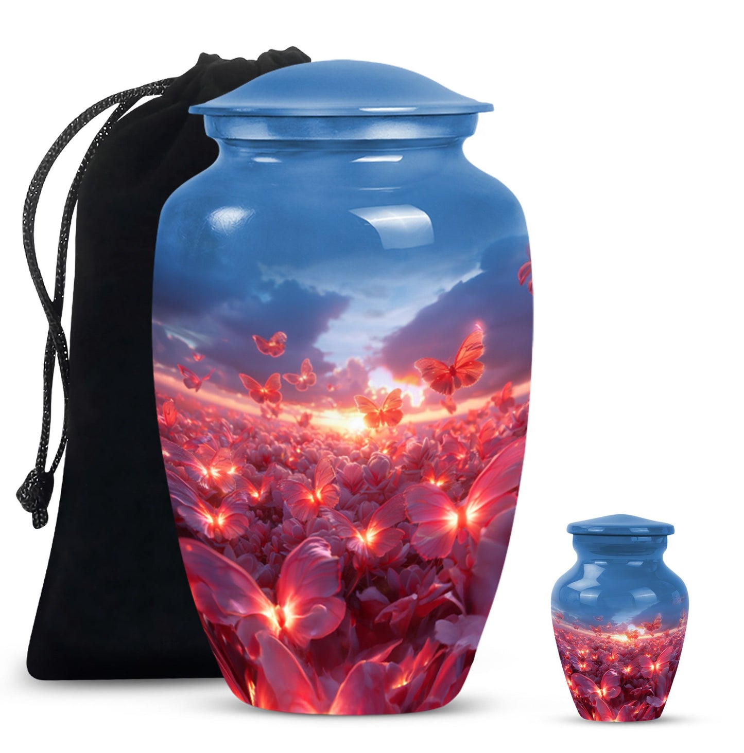 pink butterfly urn, large memorial urn for human ashes