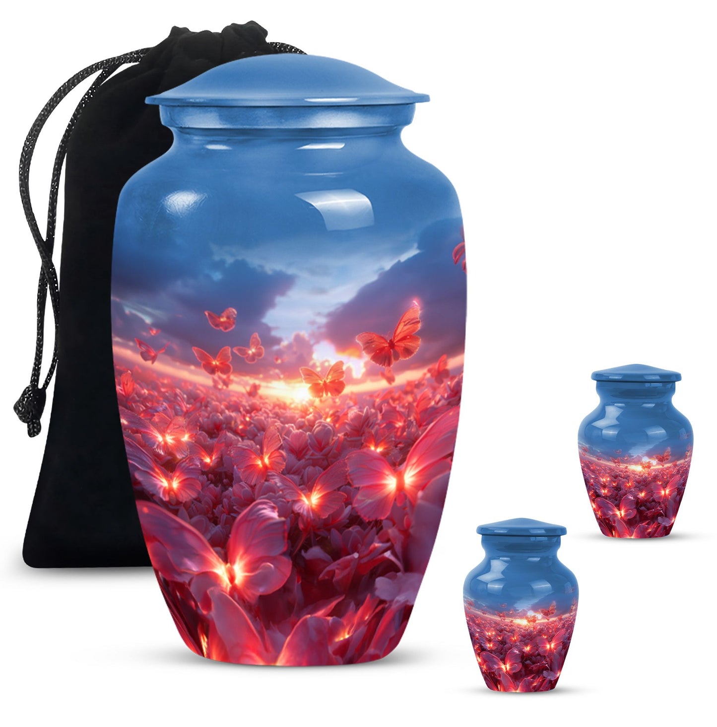 pink butterfly urn, large memorial urn for human ashes