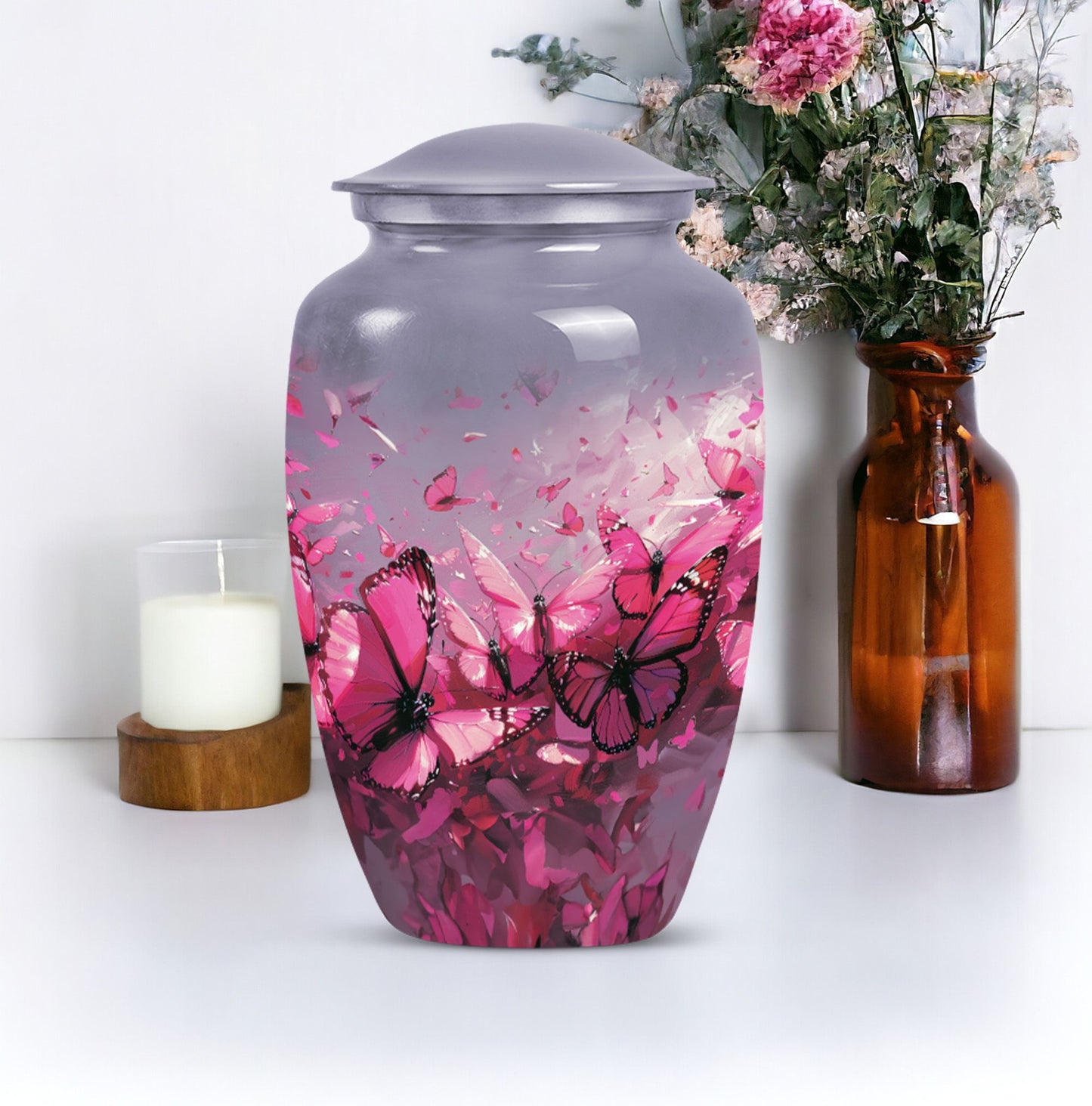  large aluminium burial urn,