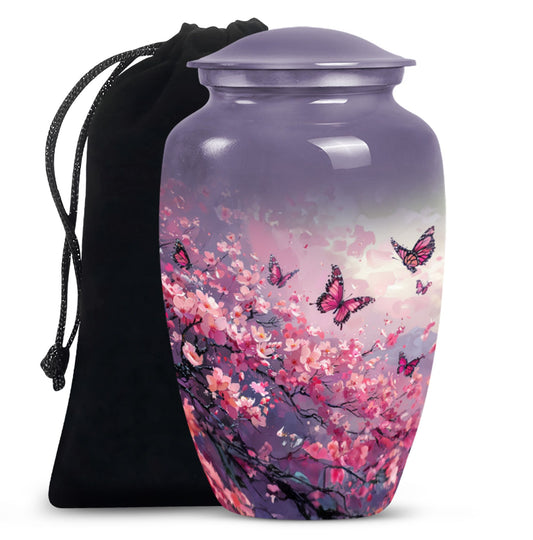 pink butterfly large urn for ashes