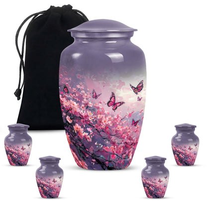 pink butterfly large urn for ashes