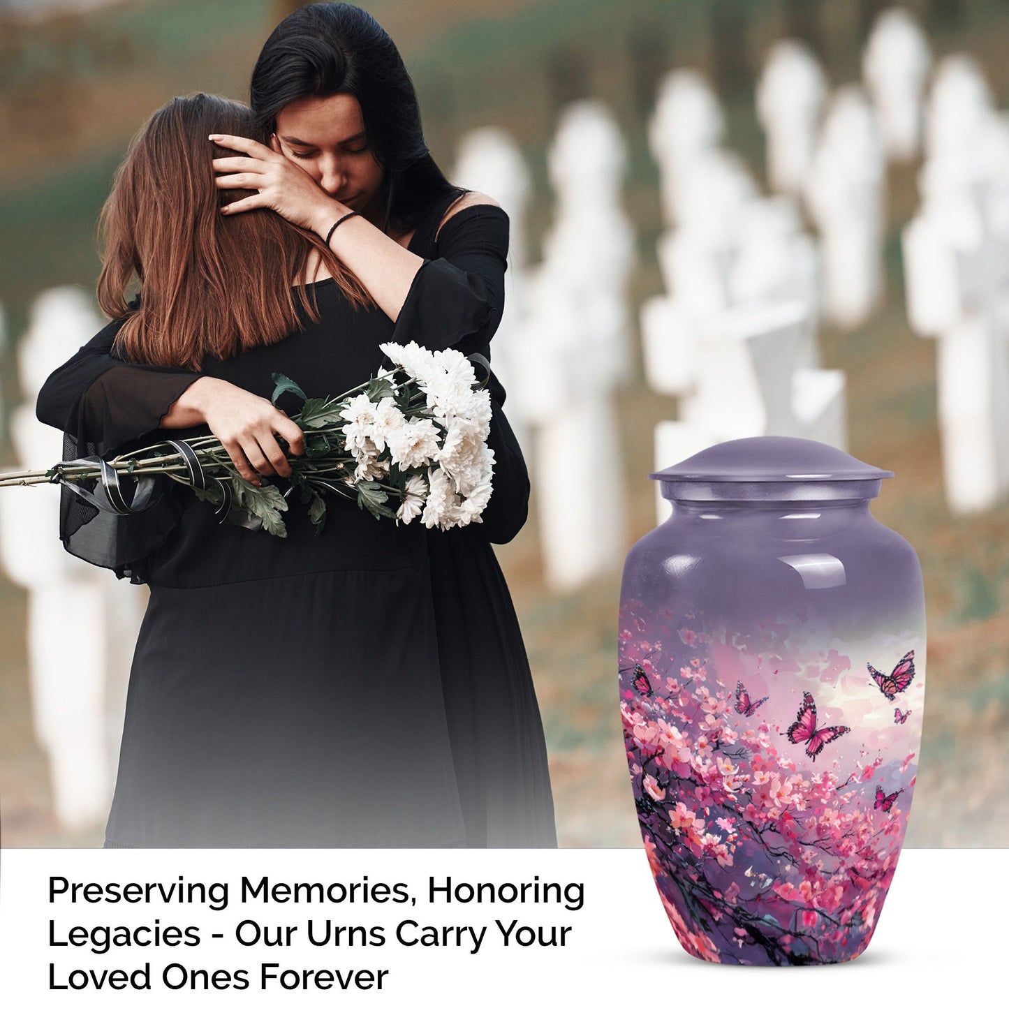 pink butterfly large urn for ashes