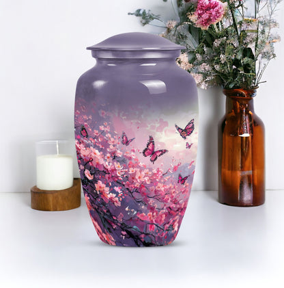 pink butterfly large urn for ashes