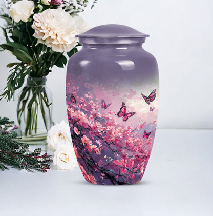 pink butterfly large urn for ashes