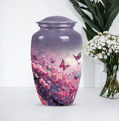 pink butterfly large urn for ashes