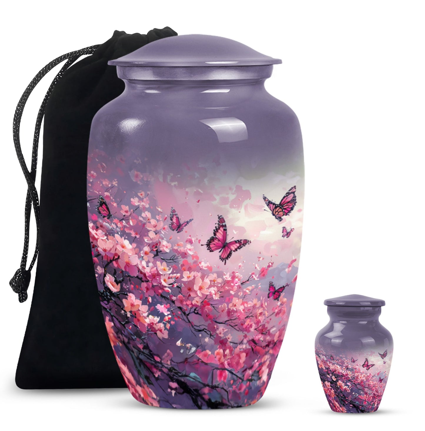 pink butterfly large urn for ashes