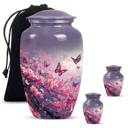 pink butterfly large urn for ashes