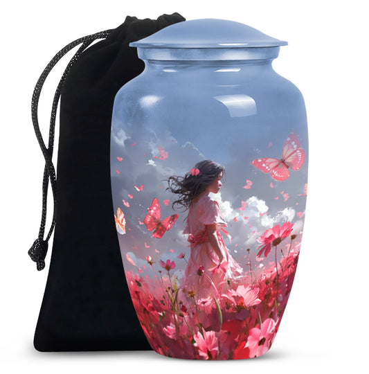 Pink butterfly urn, 