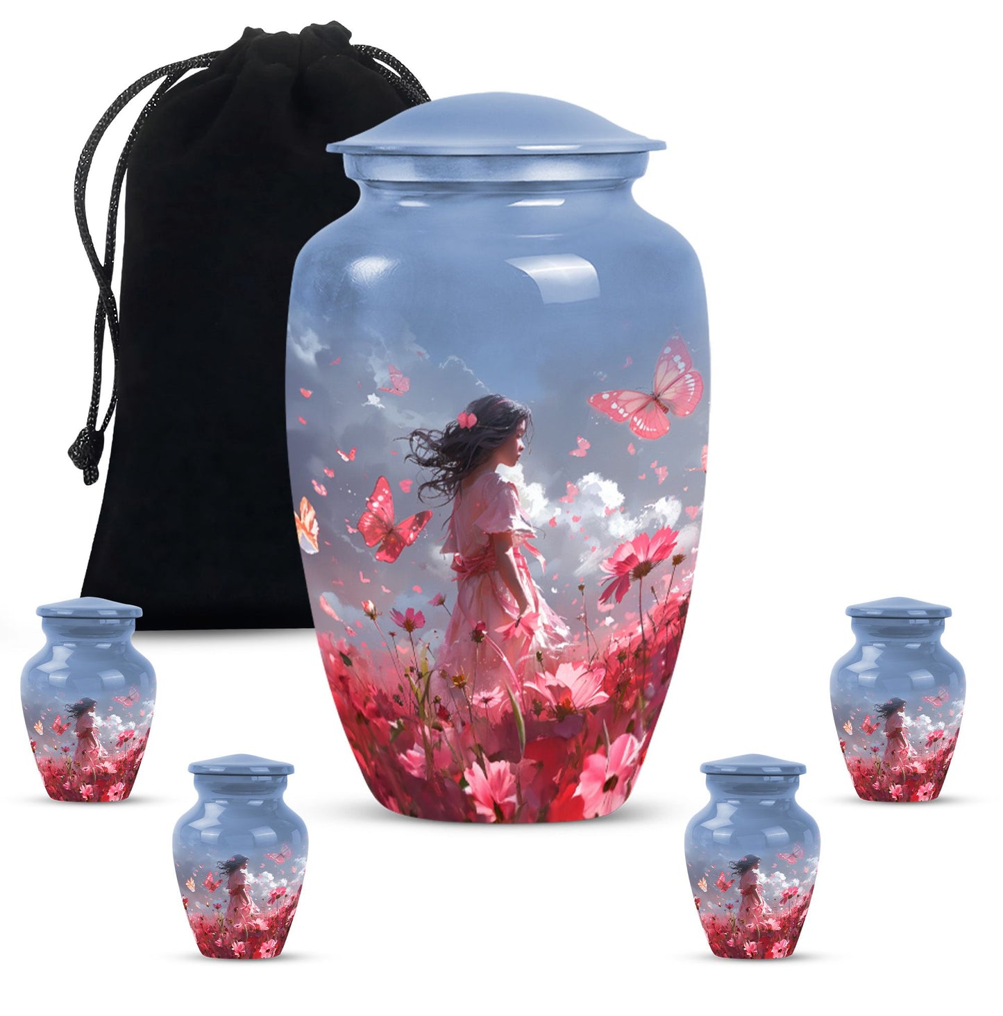Pink butterfly urn, 