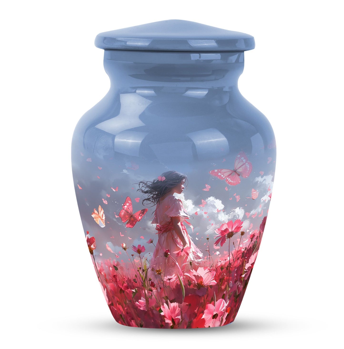 Pink butterfly urn, 
