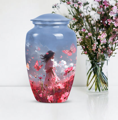Pink butterfly urn, 