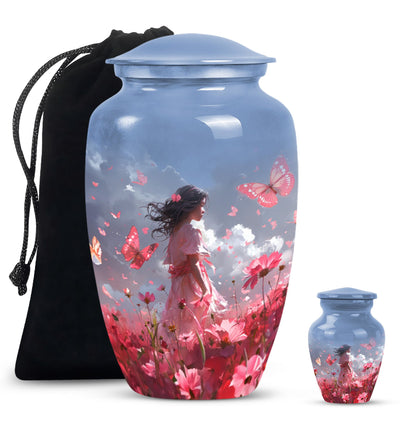 Pink butterfly urn, 