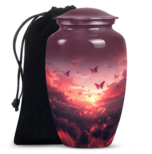 10-inch pink butterfly urn.