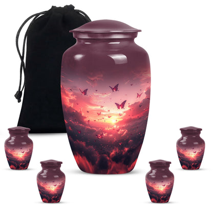 10-inch pink butterfly urn.