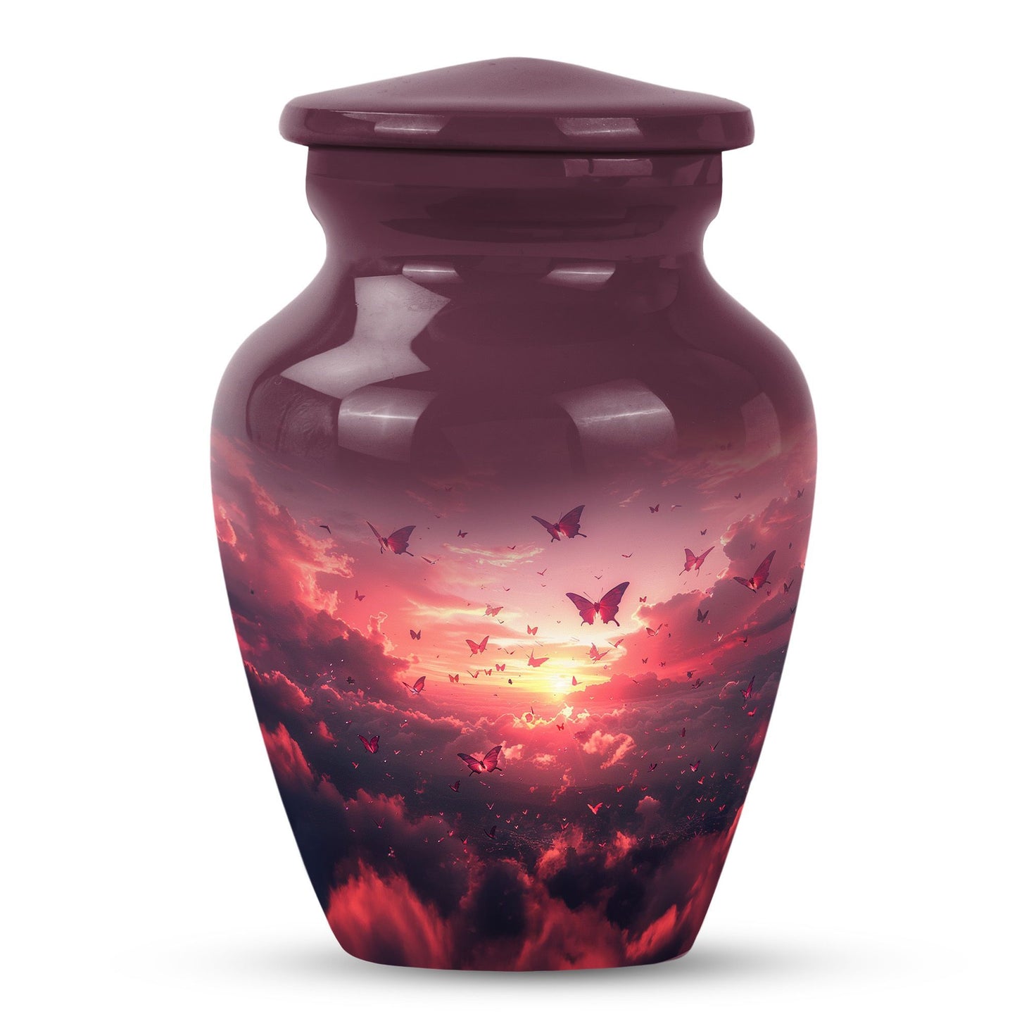 10-inch pink butterfly urn.