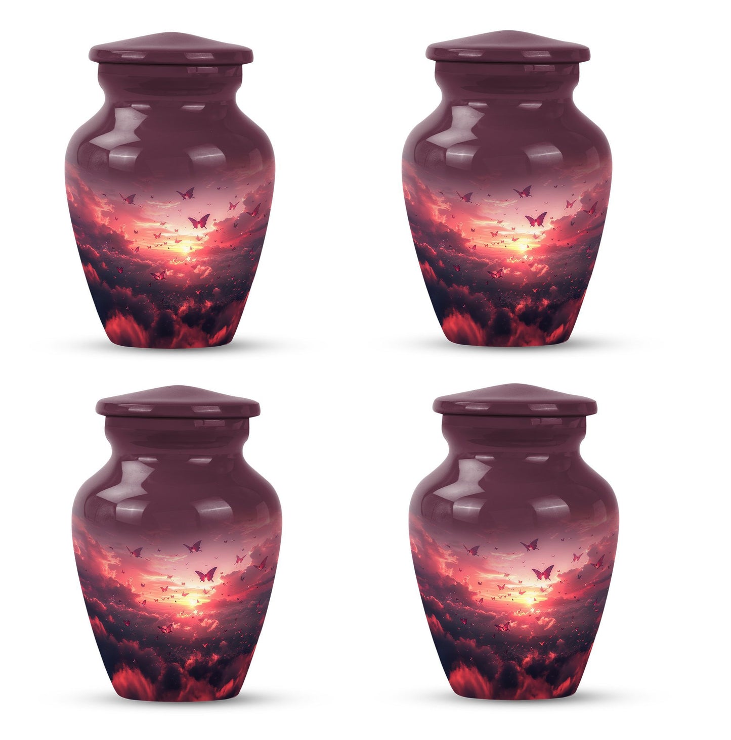 10-inch pink butterfly urn.