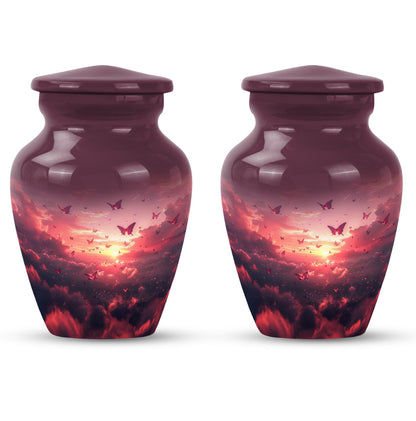 10-inch pink butterfly urn.