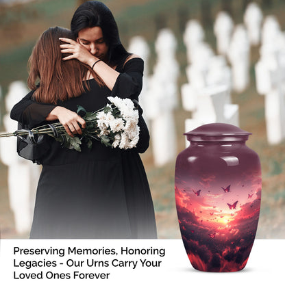 10-inch pink butterfly urn.