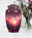 10-inch pink butterfly urn.