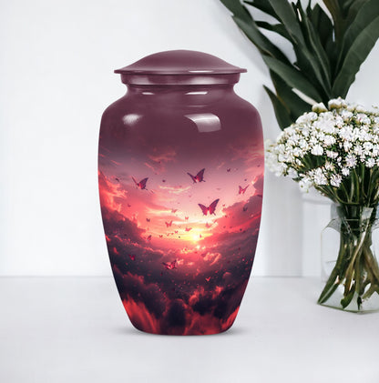 10-inch pink butterfly urn.