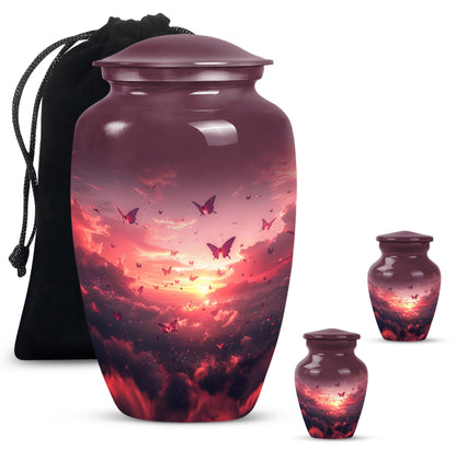 10-inch pink butterfly urn.