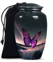 purple butterfly design classic urn for human ashes