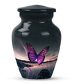 purple butterfly design classic urn for human ashes