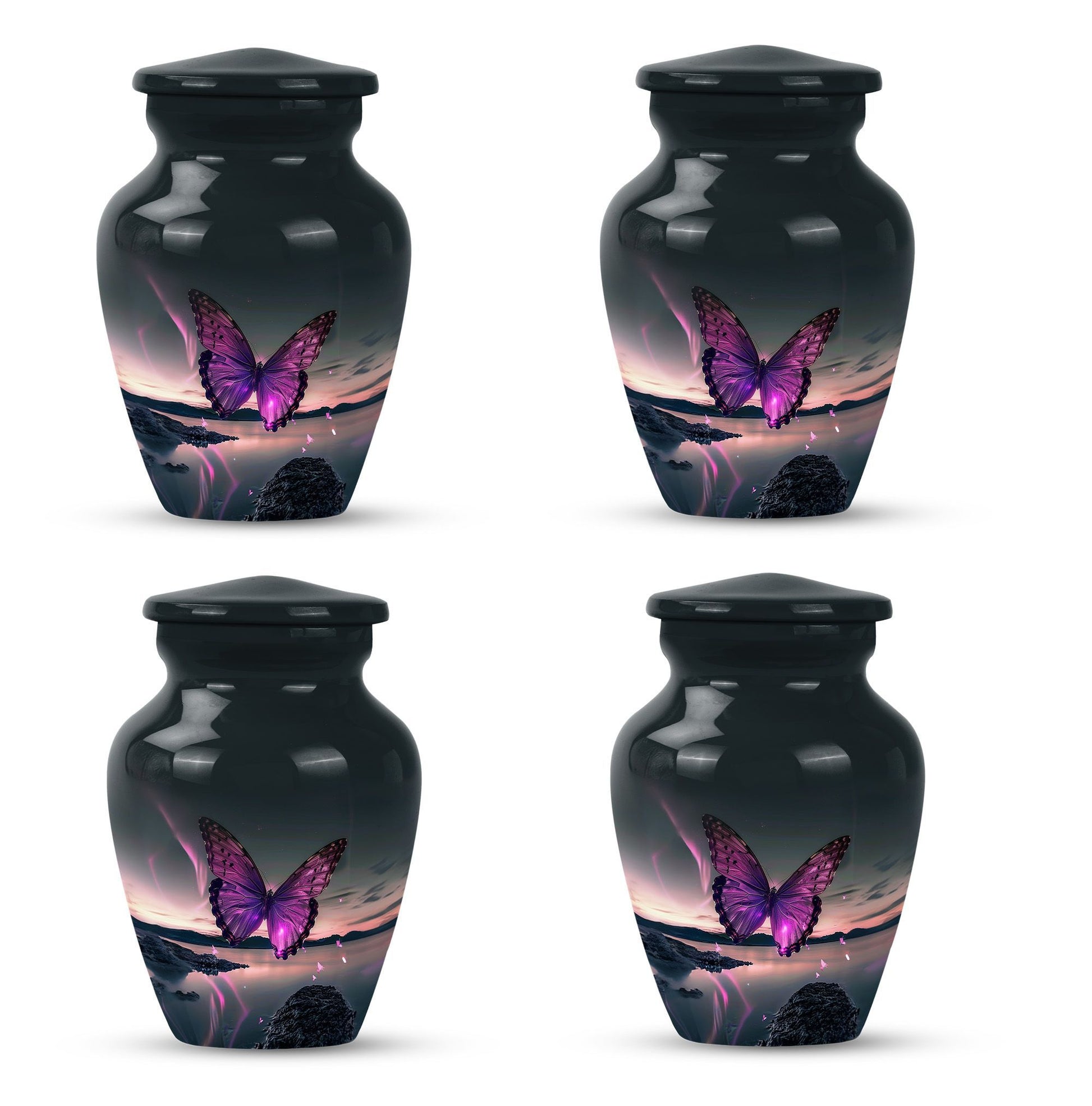 purple butterfly design classic urn for human ashes