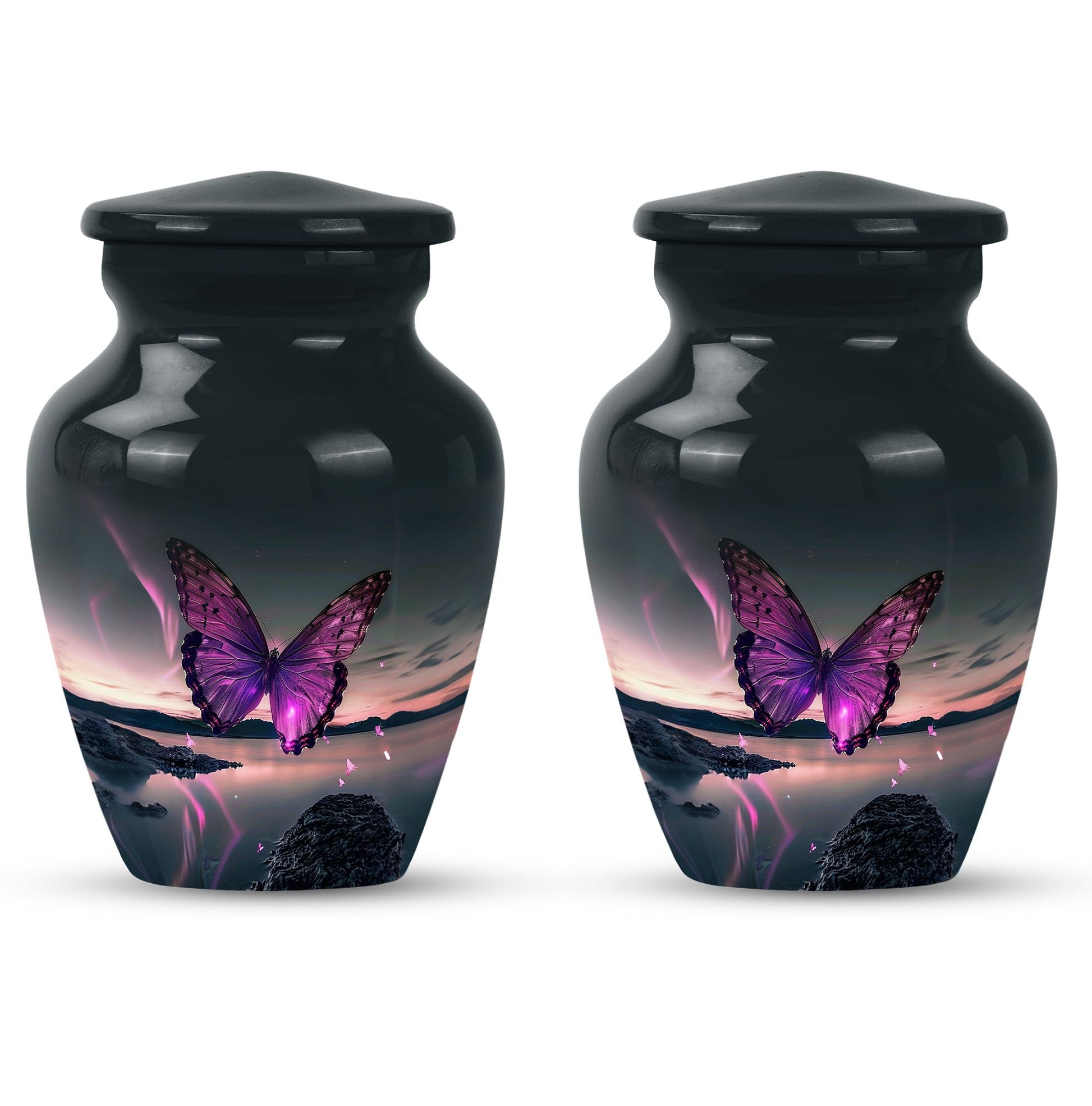 purple butterfly design classic urn for human ashes