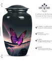 purple butterfly design classic urn for human ashes