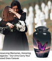 purple butterfly design classic urn for human ashes