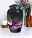 purple butterfly design classic urn for human ashes