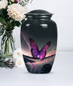 purple butterfly design classic urn for human ashes