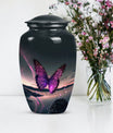 purple butterfly design classic urn for human ashes